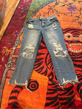 Flying Monkey Light Blue Distressed High Rise Straight